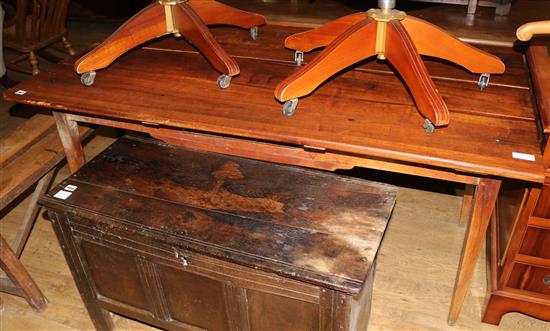 A French fruitwood kitchen table, with frieze drawer, 159 x 86cm, H.72cm